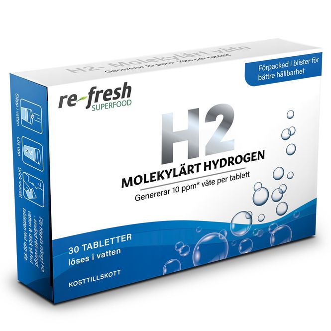 Huvudbild H2 Molekylärt Hydrogen Väte 30 tabletter