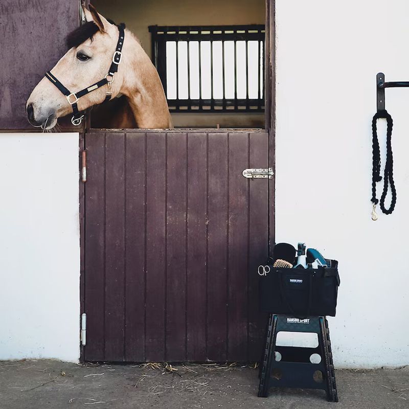 Stallpall Ihopfällbar Svart