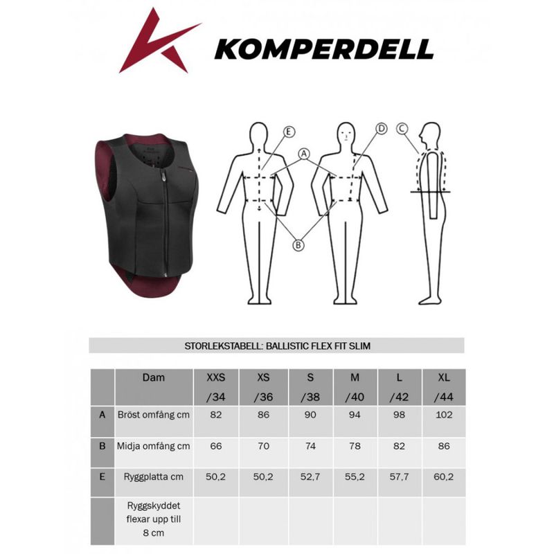 Komperdell Ballistic Flex Fit Slim, Svart/bordeaux