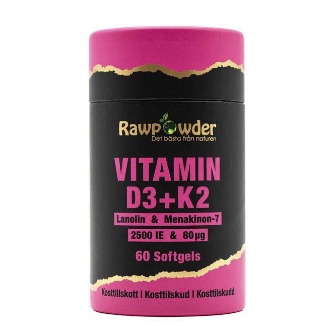 Huvudbild Vitamin D3 2500 IE + K2 80μg 60 Softgels